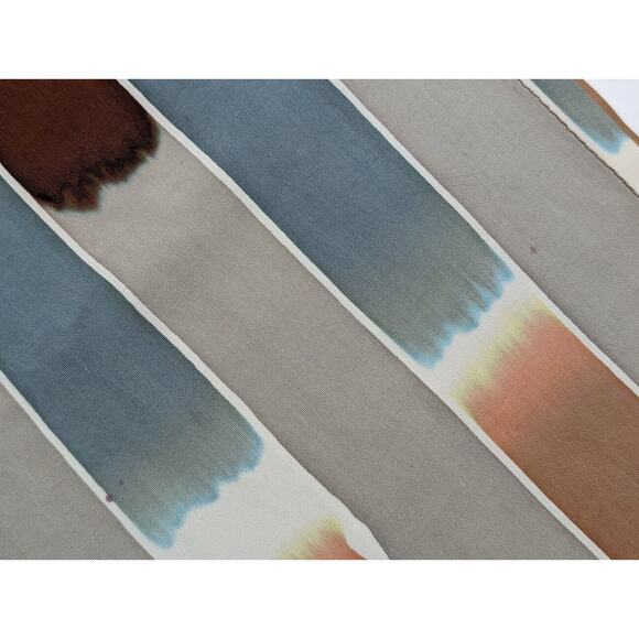 Brown Teal Green White Stripe Silk Rectangular Scarf - Picture 13 of 13